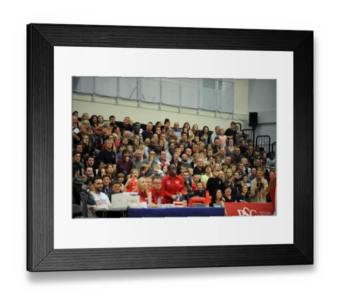Framed Print : Tense Moment at the British Basketball Cup: Fans on Edge as Flyers Face Raiders Framed Print : Tense Moment at the British Basketball Cup: Fans on Edge as Flyers Face Raiders