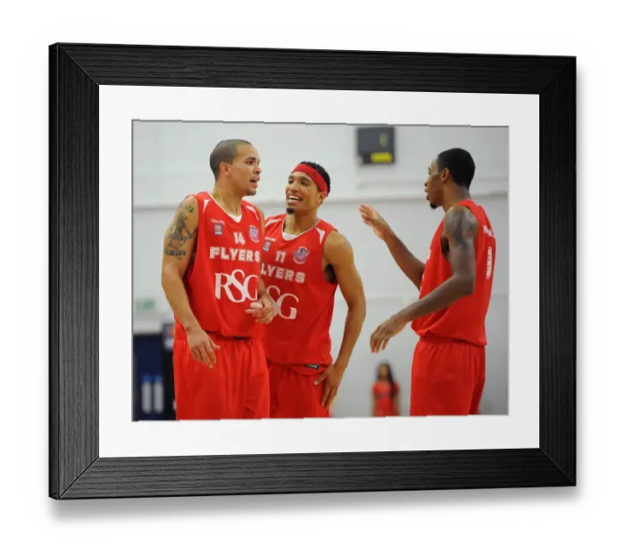 Framed Print : British Basketball Cup Showdown: Flyers vs. Raiders at Wise Campus - Intense Action from Bristol Flyers and Plymouth Raiders