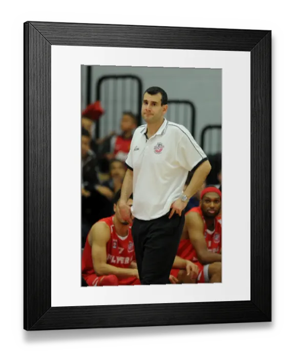 Framed Print : Andreas Kapoulas Leads the Charge: Intense Basketball Moment - Bristol Flyers vs Durham Wildcats