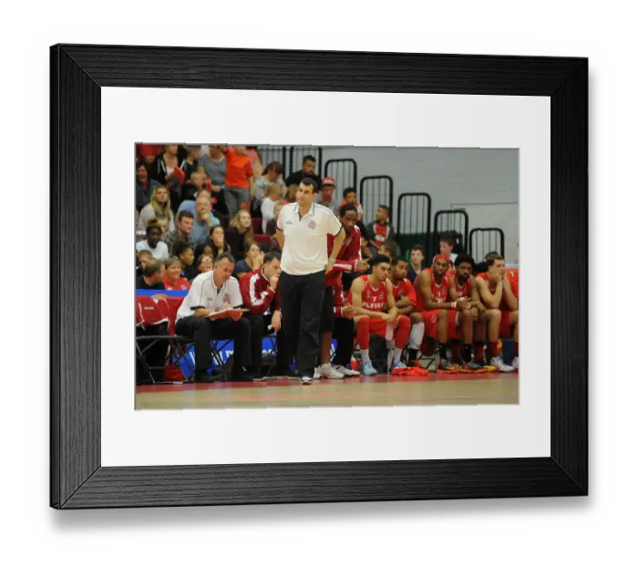 Framed Print : Andreas Kapoulas Coaches Bristol Flyers in BBL Action Against Durham Wildcats