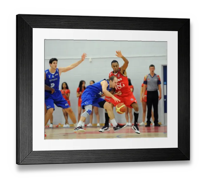 Framed Print : Intense Basketball Rivalry: Doug Herring's Defensive Stand against Durham Wildcats (Bristol Flyers vs Durham Wildcats) Framed Print : Intense Basketball Rivalry: Doug Herring's Defensive Stand against Durham Wildcats (Bristol Flyers vs Durham Wildcats)