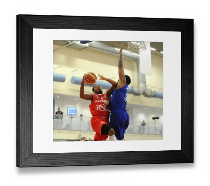 Framed Print : Intense Rivalry: Foul Play Erupts Between Bristol Flyers Dwayne Lautier-Ogunleye and Durham Wildcats Joel Madourie