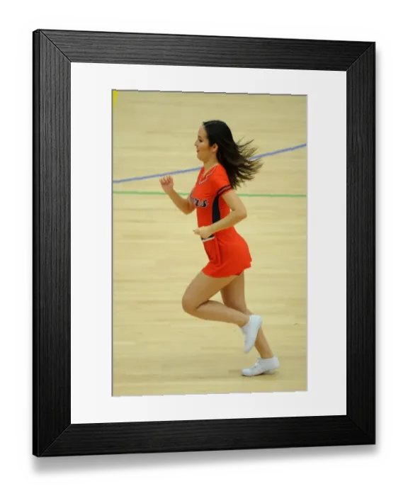 Framed Print : Bristol Flyers Cheerleaders in Action during Basketball Game