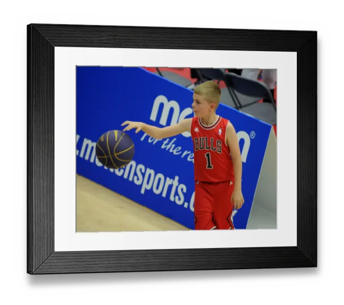 Framed Print : Excited Young Fan at Bristol Flyers vs. Durham Wildcats Basketball Game