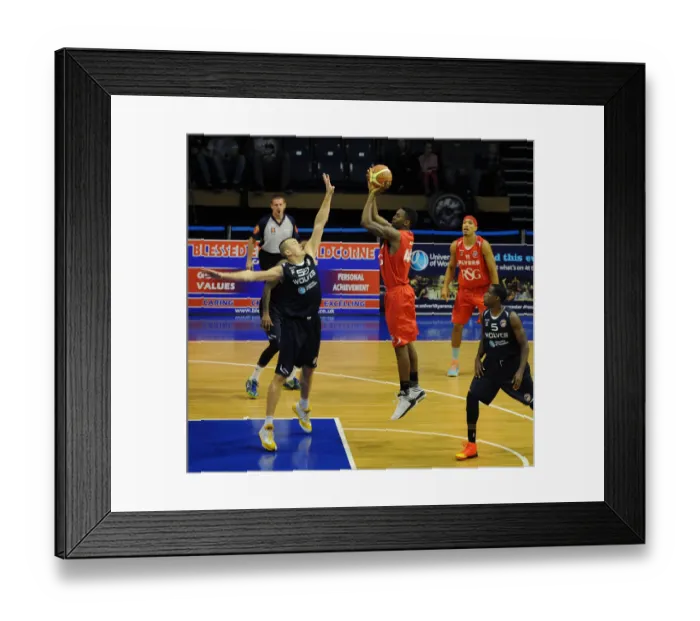 Framed Print : Intense Moment: Alif Bland of Bristol Flyers vs. Worcester Wolves in British Basketball League Cup