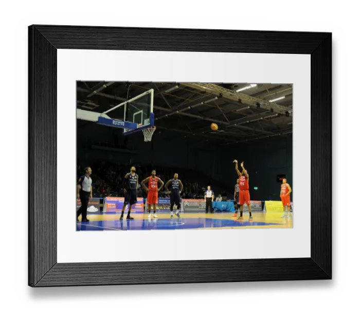 Framed Print : Flyers Stewart in Action Against Wolves in British Basketball League Cup