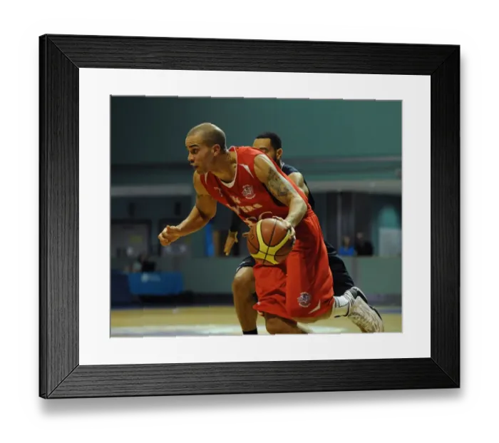 Framed Print : Intense Rivalry: McLaughlin-Williams Showdown in BBL Cup - Worcester Wolves vs. Bristol Flyers