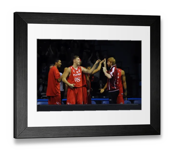 Framed Print : Bristol Flyers Celebrate Victory over Worcester Wolves in BBL Cup