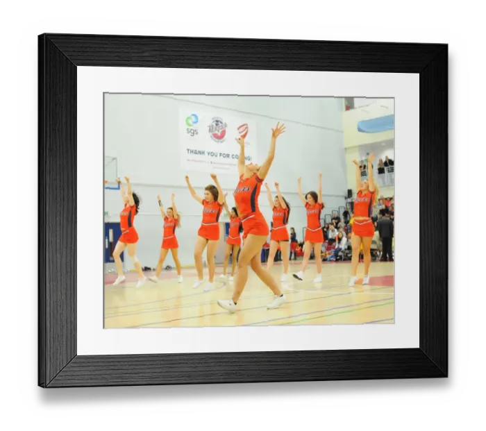 Framed Print : Bristol Flyers vs. Sheffield Sharks: Cheerleaders at Half Time