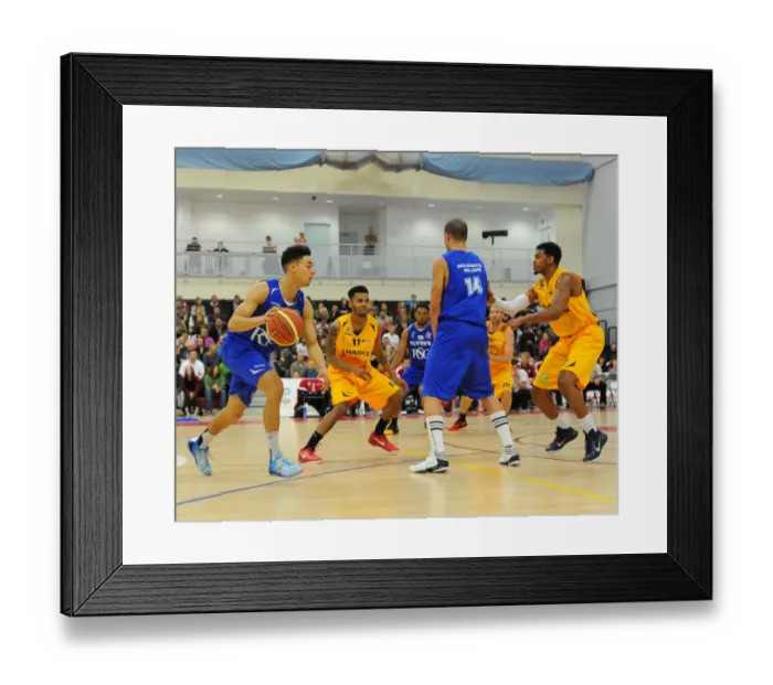 Framed Print : Intense Rivalry: Flyers vs. Sharks Basketball Showdown at SGS Wise Campus (08 / 11 / 2014)