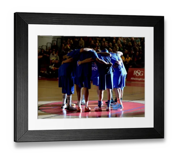 Framed Print : Intense Basketball Clash: Bristol Flyers vs Sheffield Sharks at SGS Wise Campus