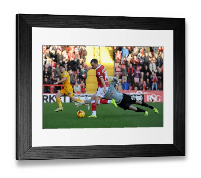 Framed Print : Aaron Wilbraham's Shot: Bristol City vs Preston North End, Sky Bet League One, 2014 Framed Print : Aaron Wilbraham's Shot: Bristol City vs Preston North End, Sky Bet League One, 2014