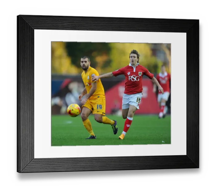 Framed Print : Bristol City vs Preston North End: Luke Freeman Chases Down John Welsh Framed Print : Bristol City vs Preston North End: Luke Freeman Chases Down John Welsh
