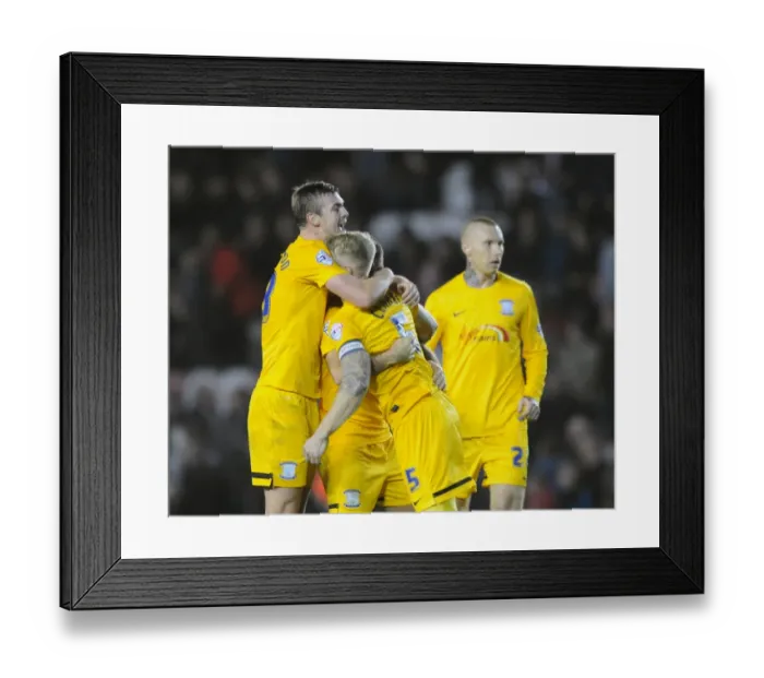 Framed Print : Exultant Preston North End Players Celebrate Win Against Bristol City, 2014 Framed Print : Exultant Preston North End Players Celebrate Win Against Bristol City, 2014