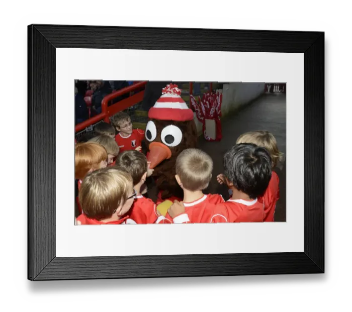 Framed Print : Scrumpy the Mascot Engages with Young Fans at Bristol City vs Preston North End Match Framed Print : Scrumpy the Mascot Engages with Young Fans at Bristol City vs Preston North End Match