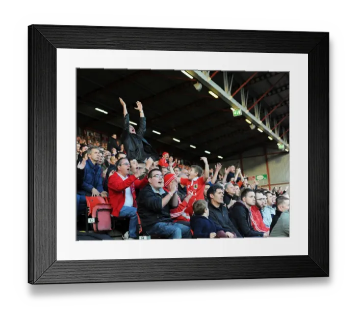 Framed Print : Bristol City Fans in Full Swing: Cheering on Their Team against Preston North End at Ashton Gate, 2014