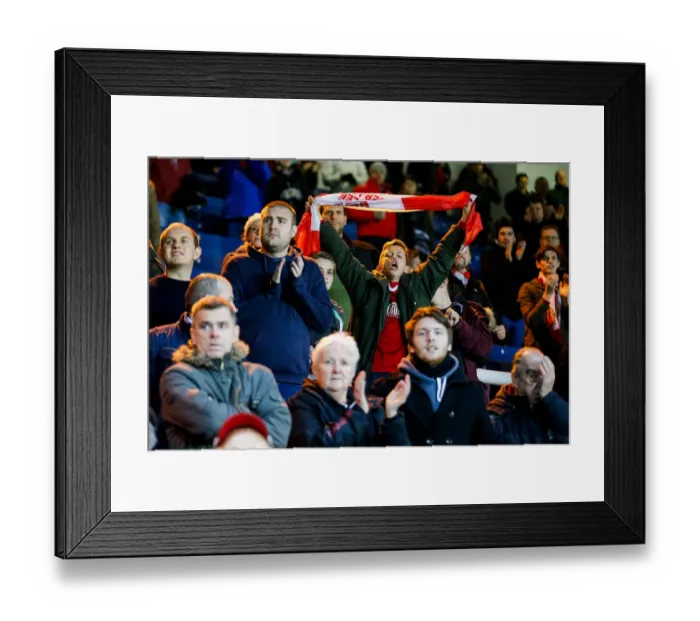 Framed Print : Bristol City Fans Erupt in Cheers as Teams Take to the Field vs. Peterborough United