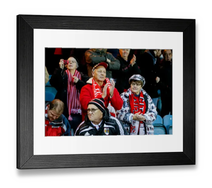 Framed Print : Bristol City's Euphoric Welcome: Thrilled Fans Cheer at Peterborough United's Stadium Framed Print : Bristol City's Euphoric Welcome: Thrilled Fans Cheer at Peterborough United's Stadium