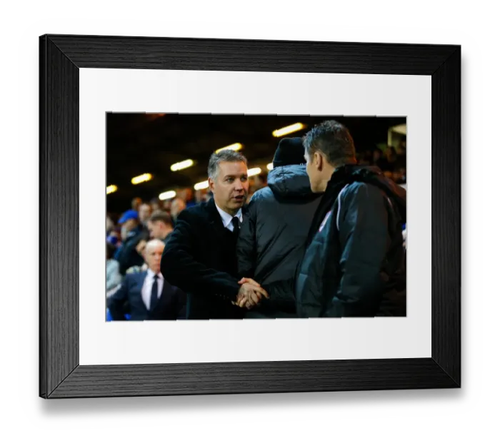 Framed Print : Football Managers Darren Ferguson and Steve Cotterill Greet Each Other Before Peterborough United vs. Bristol City Match