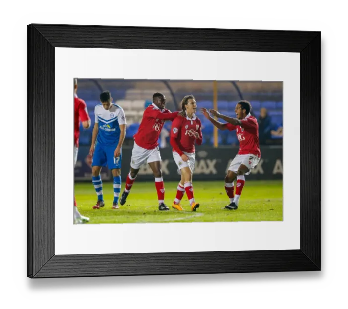 Framed Print : Luke Freeman's Strike: Bristol City Opens Score Against Peterborough United, 2014 Framed Print : Luke Freeman's Strike: Bristol City Opens Score Against Peterborough United, 2014
