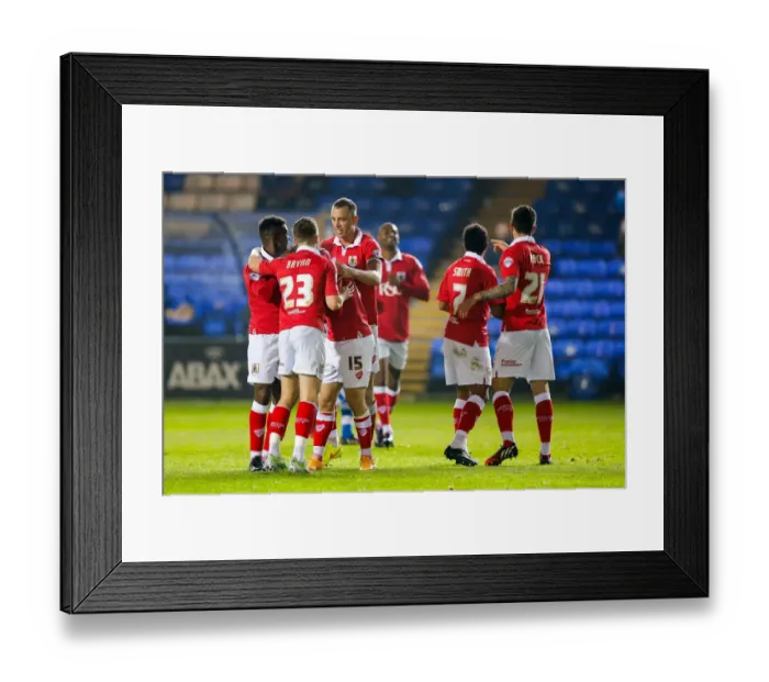Framed Print : Luke Freeman's Strike: Bristol City Ahead vs Peterborough United Framed Print : Luke Freeman's Strike: Bristol City Ahead vs Peterborough United