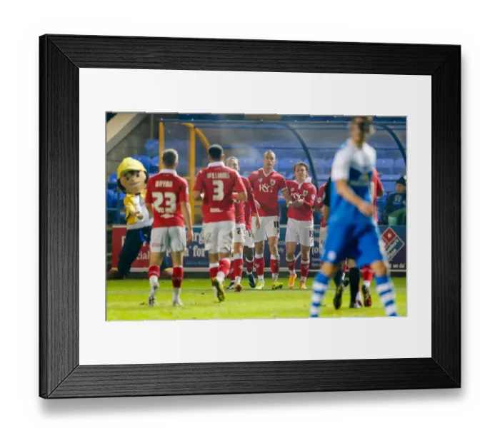 Framed Print : Bristol City's Aaron Wilbraham Scores Second Goal vs. Peterborough United: Celebration Framed Print : Bristol City's Aaron Wilbraham Scores Second Goal vs. Peterborough United: Celebration