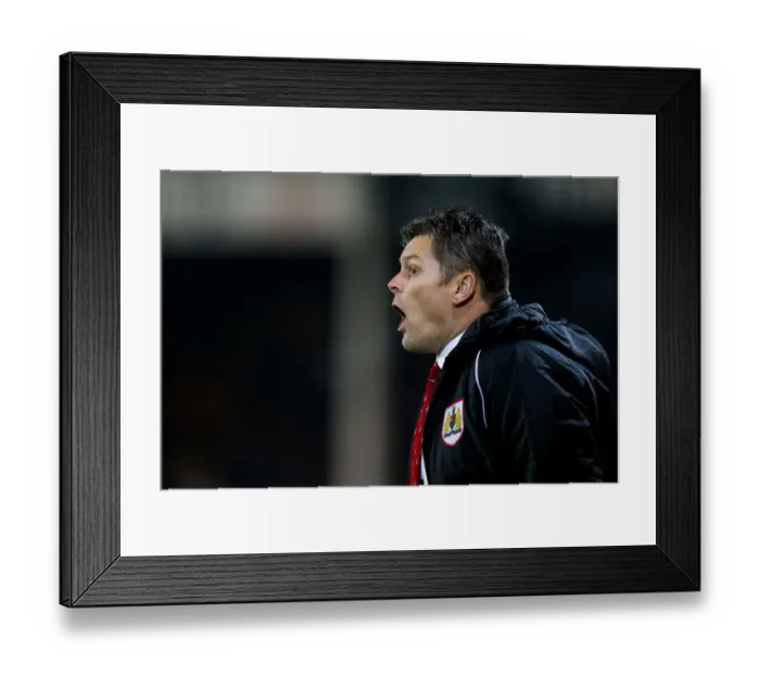 Framed Print : Steve Cotterill Watches as Peterborough United Takes on Bristol City, 181114