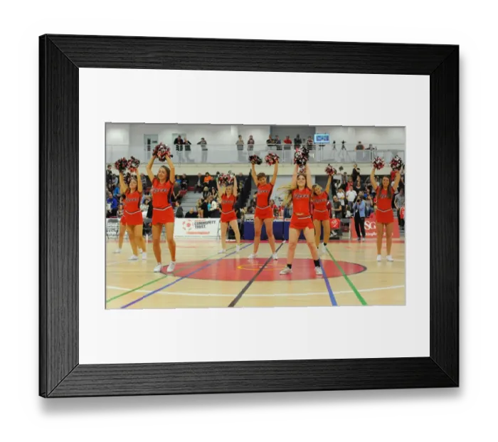 Framed Print : Bristol Flyers vs Cheshire Phoenix Basketball Game - Cheerleaders in Action Framed Print : Bristol Flyers vs Cheshire Phoenix Basketball Game - Cheerleaders in Action