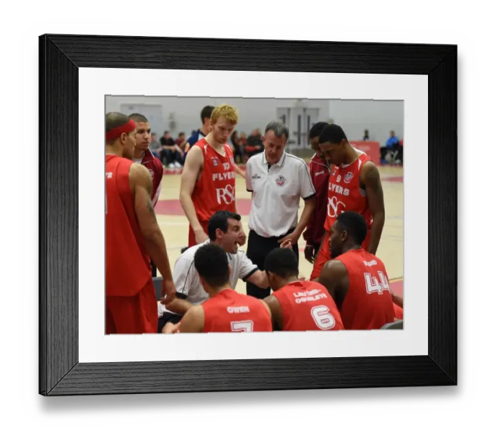 Framed Print : Bristol Flyers Coach Andreas Kapoulas Strategizes During Timeout against Cheshire Phoenix Framed Print : Bristol Flyers Coach Andreas Kapoulas Strategizes During Timeout against Cheshire Phoenix