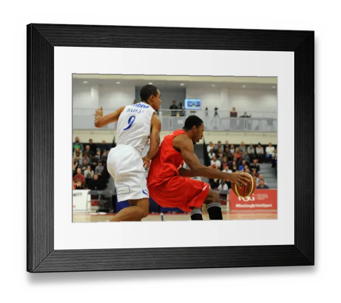 Framed Print : British Basketball League: Showdown at SGS Wise Campus - Bristol Flyers vs Cheshire Phoenix