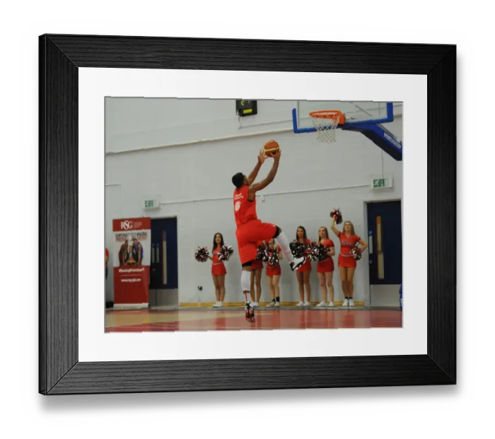 Framed Print : Bristol Flyers Soar High: Dwayne Lautier-Ogunleye Slams Dunk Against Cheshire Phoenix Framed Print : Bristol Flyers Soar High: Dwayne Lautier-Ogunleye Slams Dunk Against Cheshire Phoenix