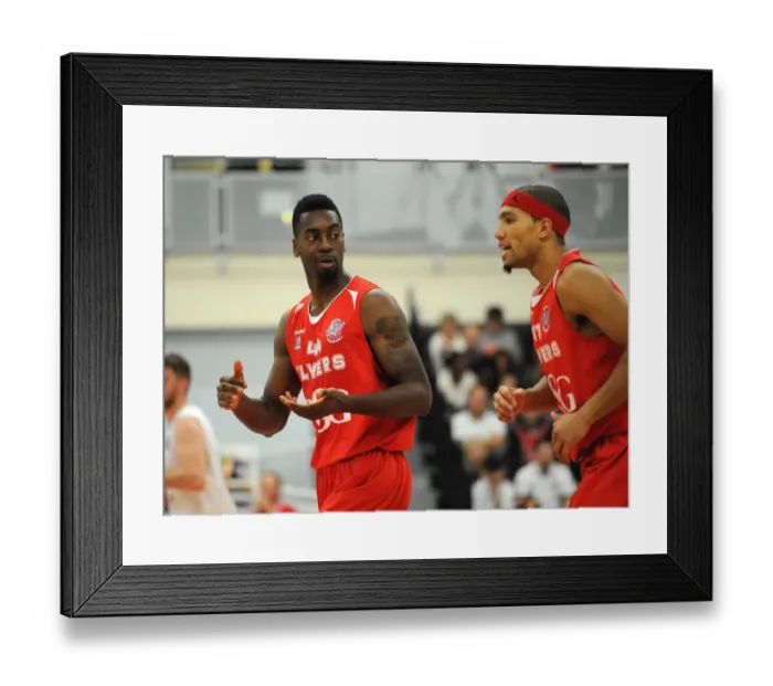 Framed Print : Bristol Flyers Basketball: Alif Bland and Greg Streete in Deep Conversation during Flyers vs Cheshire Phoenix Game