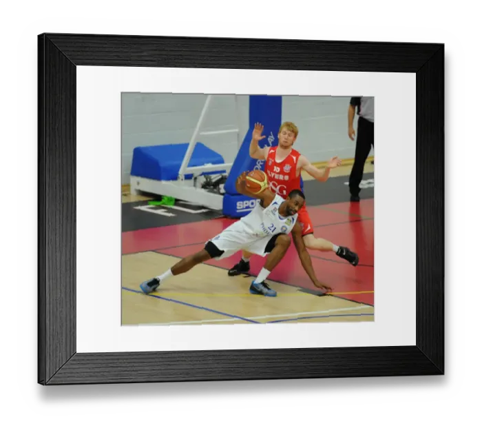 Framed Print : Bristol Flyers Mathias Seilund in Defensive Mode Against Cheshire Phoenix