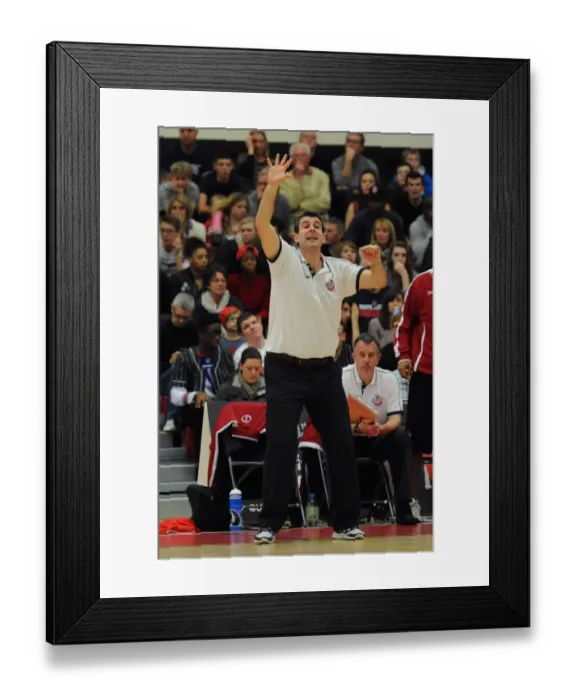 Framed Print : Bristol Flyers Coach Andreas Kapoulas in Action during Basketball Game against Cheshire Phoenix Framed Print : Bristol Flyers Coach Andreas Kapoulas in Action during Basketball Game against Cheshire Phoenix