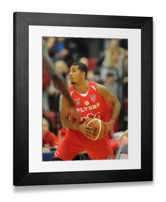 Framed Print : Intense Basketball: Dwayne Lautier-Ogunleye of Bristol Flyers in Action against Cheshire Phoenix (November 2014)