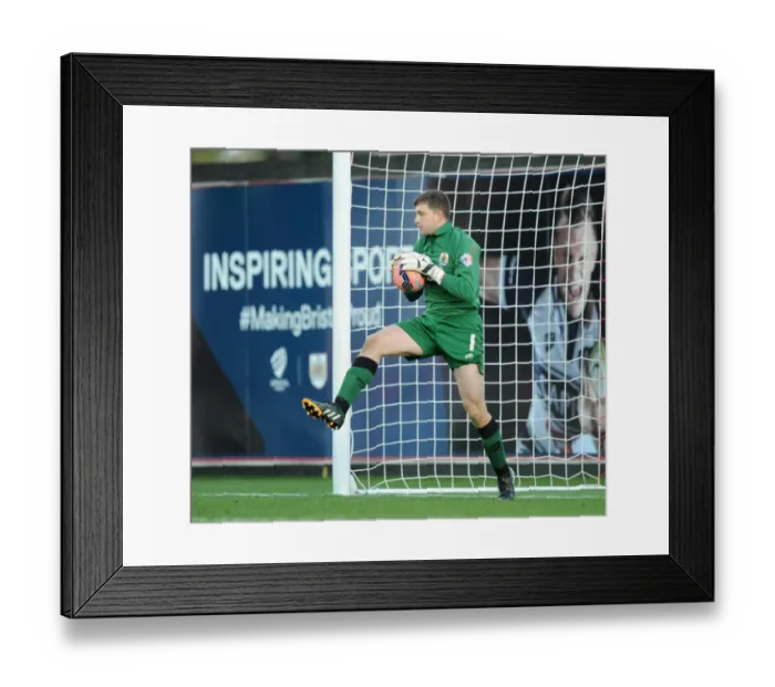 Framed Print : Bristol City Goalkeeper Frank Fielding Saves AFC Telford Shot - FA Cup Second Round, 2014