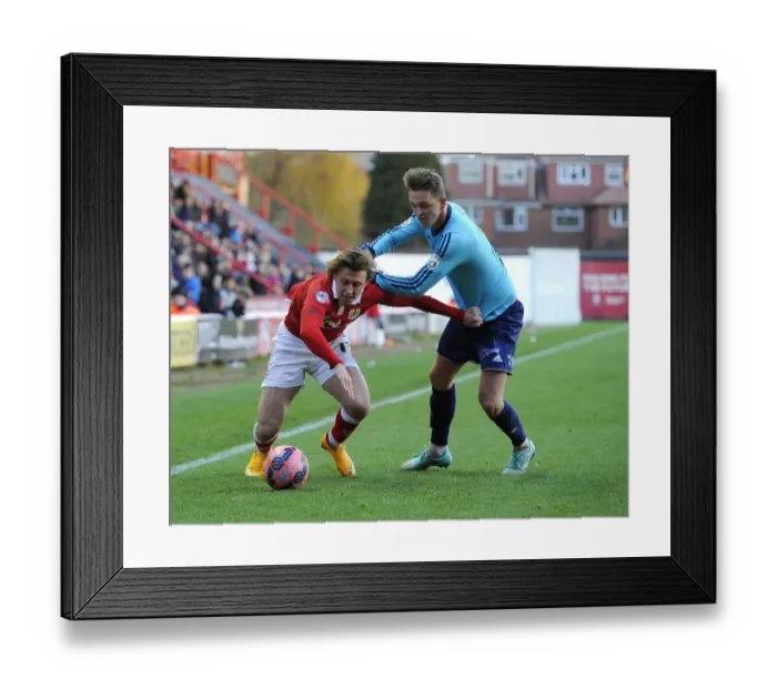 Framed Print : Intense Rivalry: Luke Freeman Protects His Shirt from Kristian Platt during Bristol City vs AFC Telford United FA Cup Match Framed Print : Intense Rivalry: Luke Freeman Protects His Shirt from Kristian Platt during Bristol City vs AFC Telford United FA Cup Match