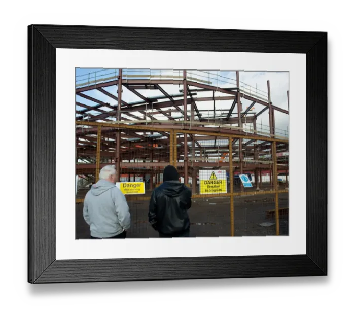 Framed Print : Bristol City FC: Fans Appreciate Progress of South Stand during FA Cup Match vs AFC Telford United