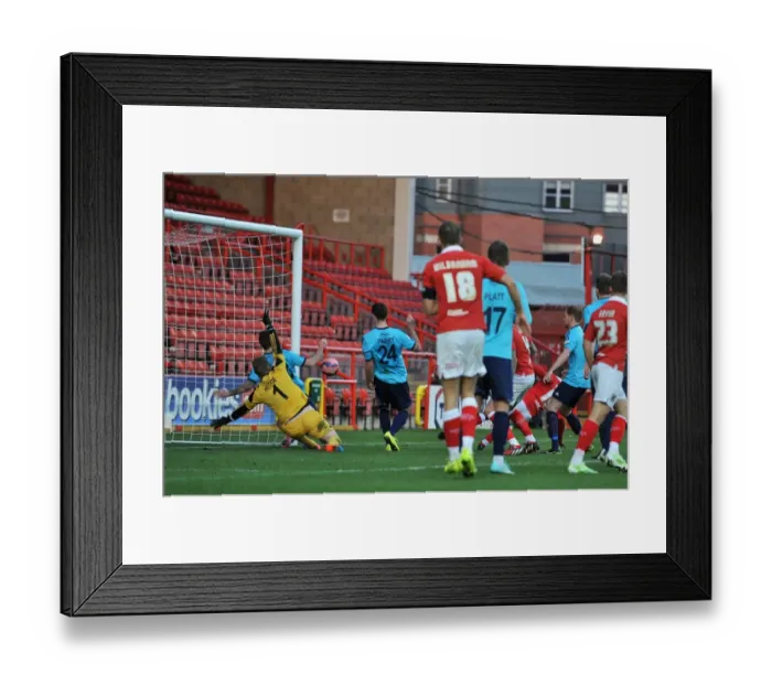Framed Print : Bristol City's Kieran Agard Scores Opening Goal Against AFC Telford United in FA Cup Match Framed Print : Bristol City's Kieran Agard Scores Opening Goal Against AFC Telford United in FA Cup Match