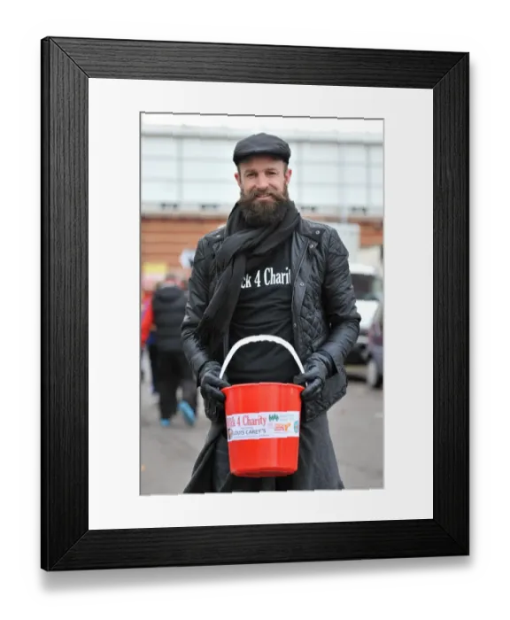 Framed Print : Bristol City FC's Louis Carey Collects for Charity During FA Cup Match Framed Print : Bristol City FC's Louis Carey Collects for Charity During FA Cup Match