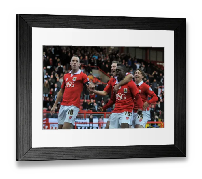 Framed Print : Bristol City's Kieran Agard Celebrates FA Cup Goal Against AFC Telford United Framed Print : Bristol City's Kieran Agard Celebrates FA Cup Goal Against AFC Telford United