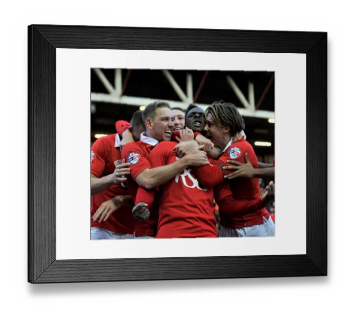 Framed Print : Bristol City's Kieran Agard Euphorically Celebrates FA Cup Goal Against AFC Telford Framed Print : Bristol City's Kieran Agard Euphorically Celebrates FA Cup Goal Against AFC Telford