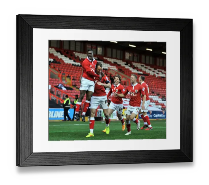 Framed Print : Bristol City's Kieran Agard: FA Cup Euphoria After Scoring the Winning Goal Against AFC Telford Framed Print : Bristol City's Kieran Agard: FA Cup Euphoria After Scoring the Winning Goal Against AFC Telford
