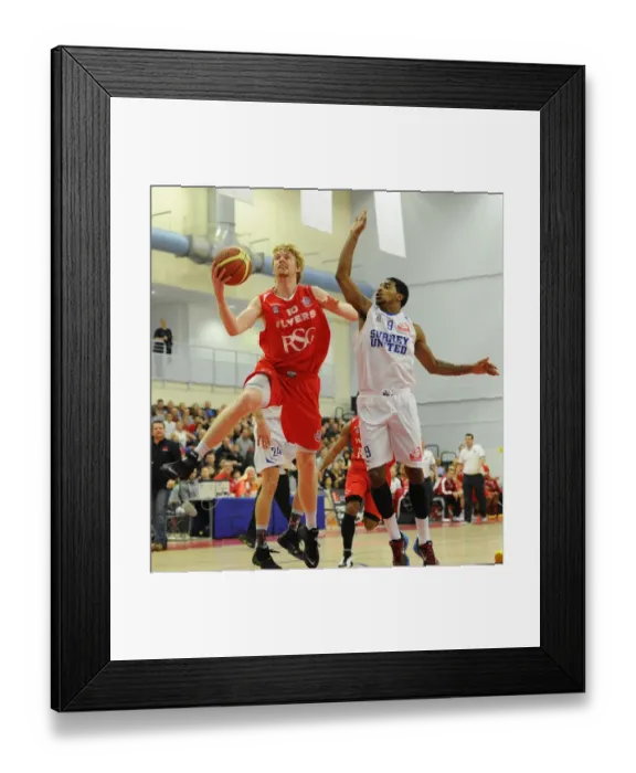 Framed Print : Intense Rivalry: Flyers vs. United Basketball Showdown at SGS Wise Campus (November 2014)