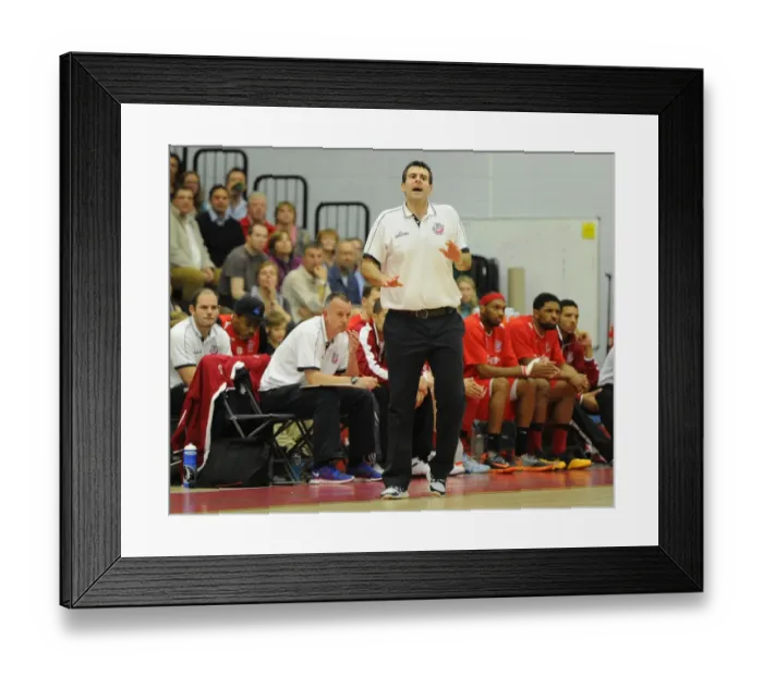 Framed Print : Andreas Kapoulas Leads Bristol Flyers to Basketball Victory over Surrey United