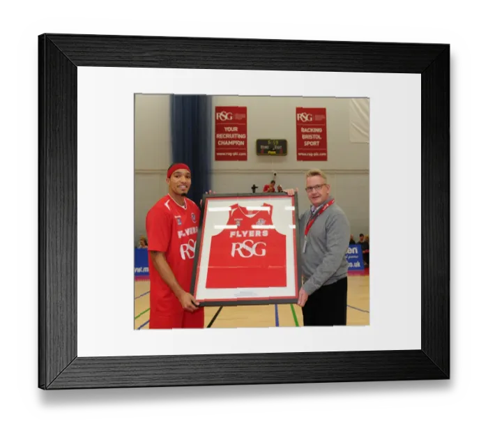Framed Print : Bristol Flyers Greg Streete Honors Opponent with Shirt Presentation during Basketball Game vs. Surrey United (2014) Framed Print : Bristol Flyers Greg Streete Honors Opponent with Shirt Presentation during Basketball Game vs. Surrey United (2014)