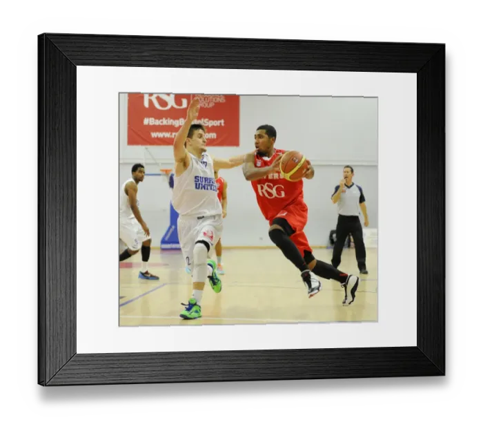 Framed Print : Intense Rivalry: Flyers vs. United at SGS Wise Campus (November 2014) - A Basketball Showdown