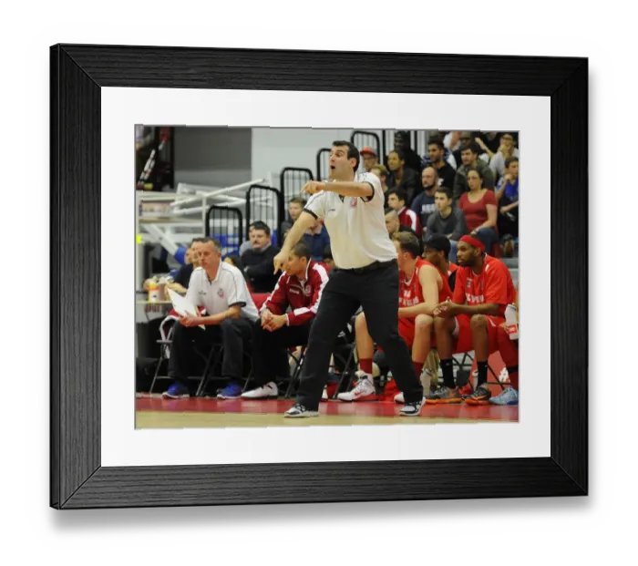 Framed Print : Andreas Kapoulas: Leading the Charge during Intense Moment at SGS Wise Campus - Bristol Flyers Basketball Game