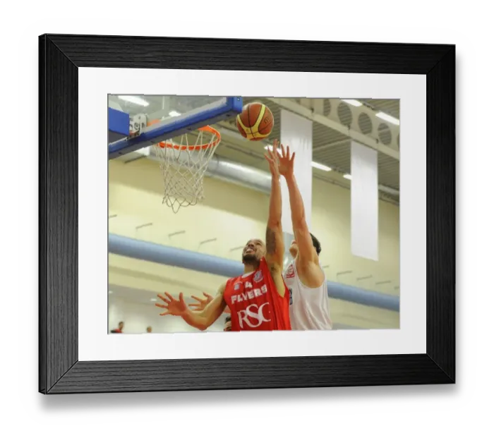 Framed Print : Intense Rivalry: Flyers vs. United Basketball Showdown at SGS Wise Campus