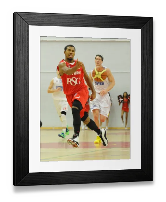 Framed Print : Intense Rivalry: Flyers vs. United Basketball Showdown at SGS Wise Campus (November 2014)